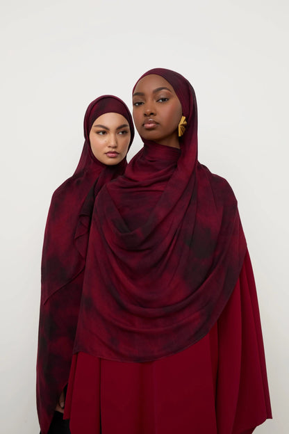 Printed Modal Hijab - Black Ruby