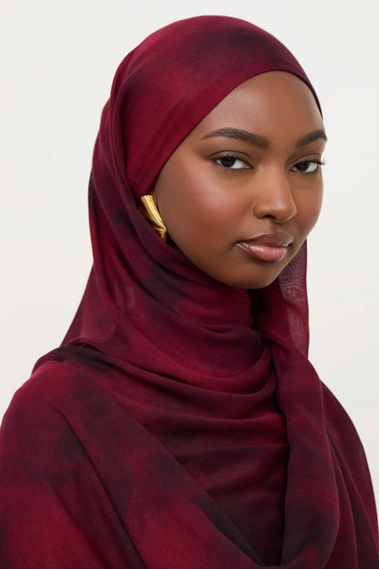 Printed Modal Hijab - Black Ruby