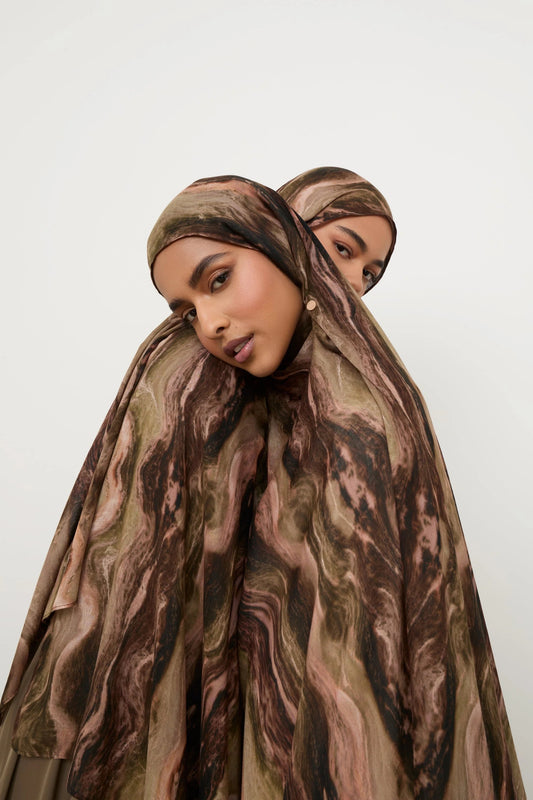 Printed Modal Hijab - Desert Marble