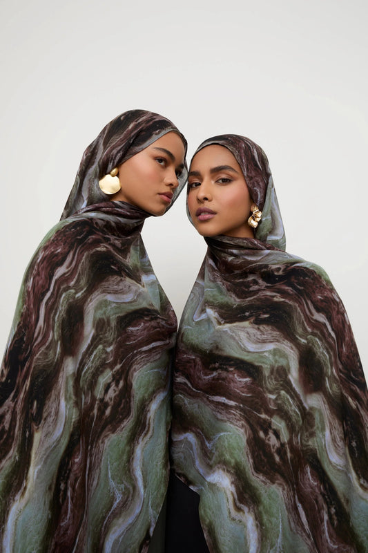 Printed Modal Hijab - Earth Marble