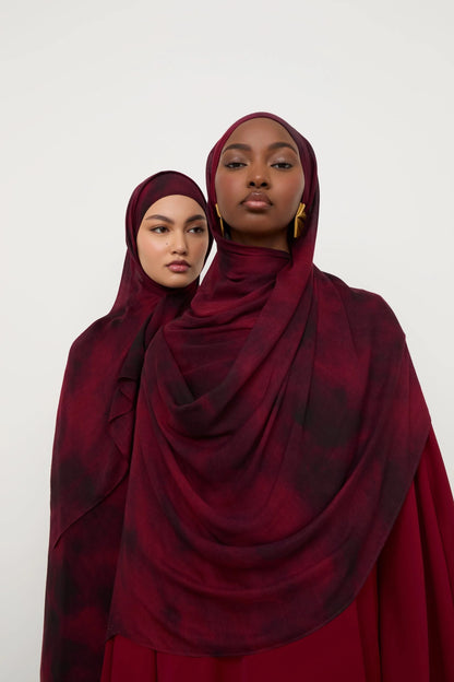 Printed Modal Hijab - Black Ruby