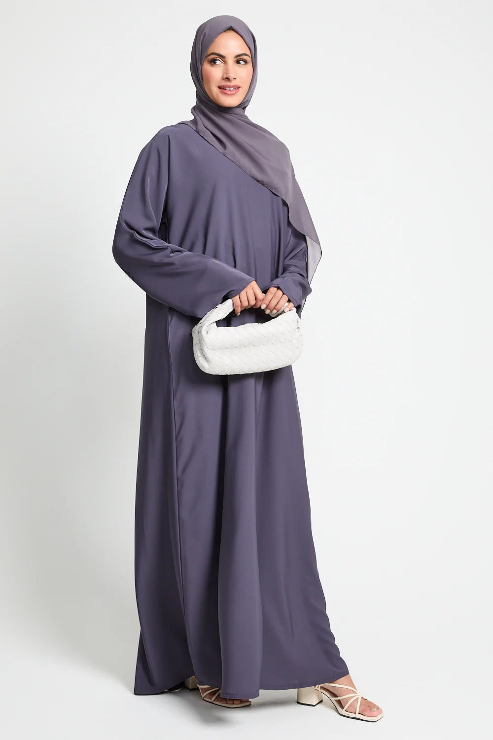 Premium Plain Closed Abaya - Purple Ash