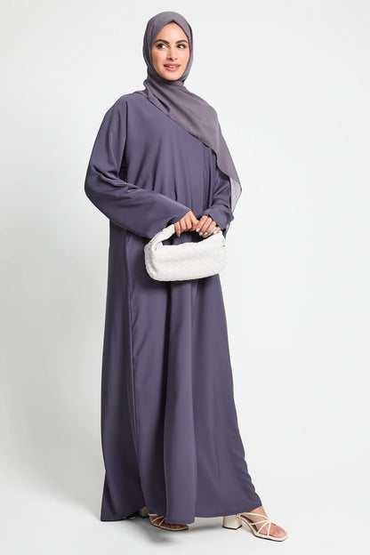 Premium Plain Closed Abaya - Purple Ash