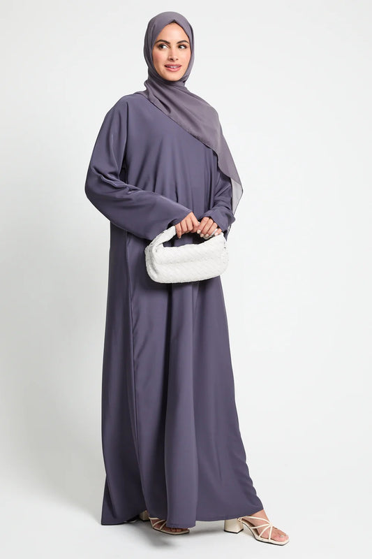 Premium Plain Closed Abaya - Purple Ash