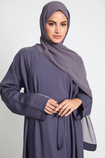 Premium Plain Closed Abaya - Purple Ash
