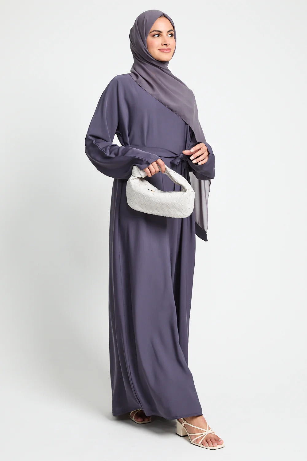 Premium Plain Closed Abaya - Purple Ash