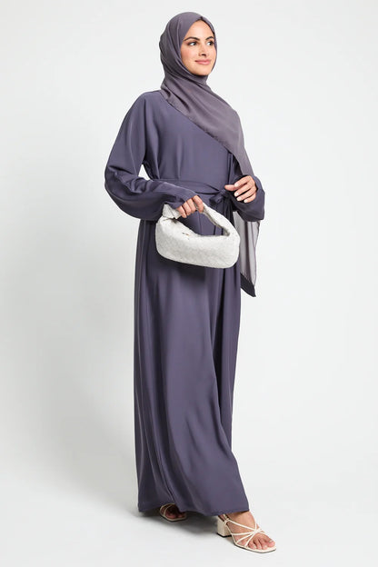 Premium Plain Closed Abaya - Purple Ash